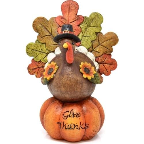 Thanksgiving Pumpkin Turkey Ornament Small Resin Fall Table Decoration Figurines for Halloween E7