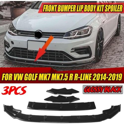 Carbon Fiber Look /Black Car Front Bumper Lip Body Kit Spoiler Diffuser Guard Cover For VW For Golf MK7 MK7.5 R R-Line 2014-2019