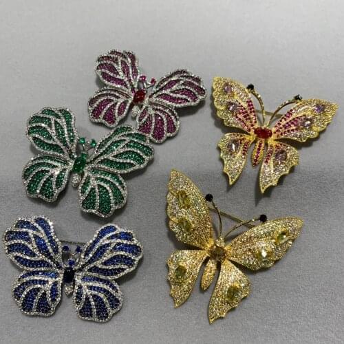 Insect butterfly brooch copper with cubic zircon fashion women jewelry for coat and dress free shipping romantic