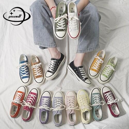 35-40 Womens Vulcanize Shoes Female Spring Autumn Canvas Lace-Up Flat Anti-Slippery Comfortable Ladies Footwear H31