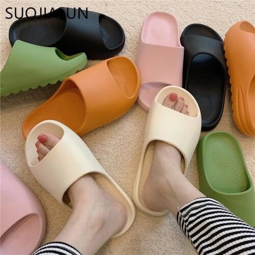 SUOJIALUN Pantufas Promotion Indoor EVA Slipper 2021 New Cool Thick bottom Ladies Home Slides Non-slip Bathroom House Slipper Sh