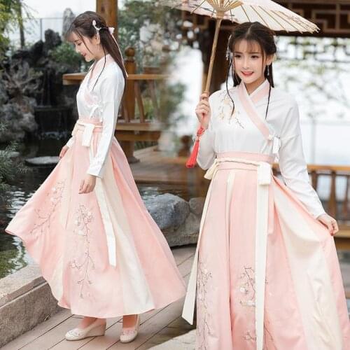 Women Traditional Costume Folk Dance Hanfu Dress Female Retro Fairy Princess Tang Dynasty Outfit Photography Stage Show Dress