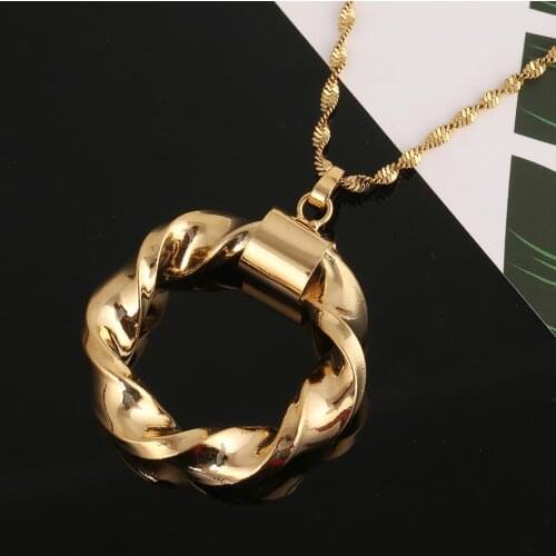 Gold Color Round Pendant Necklace African for Israel Sudan Arab Middle East Women Jewelry