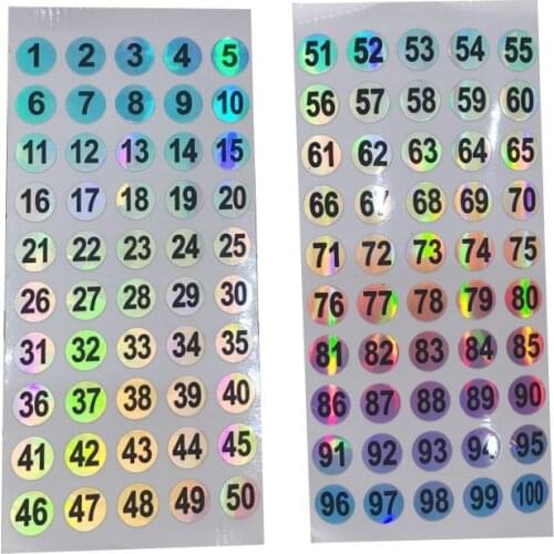 1CM digital waterproof sticker laser sticker wheel number paper label gel oil color mark self-adhesive number sticker custom