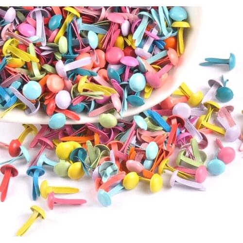 100PCs Mixed Pastel Round Brads Scrapbooking Embellishment Fastener DIY Brad Metal Crafts 5.5x11mm CP1969