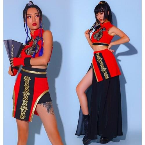 2021 Nightclub Gogo Ds Performance Costume Chinese Style Jazz Pole Dance Clothing Women Group Dancer Outfits Rave Clothes BL6503