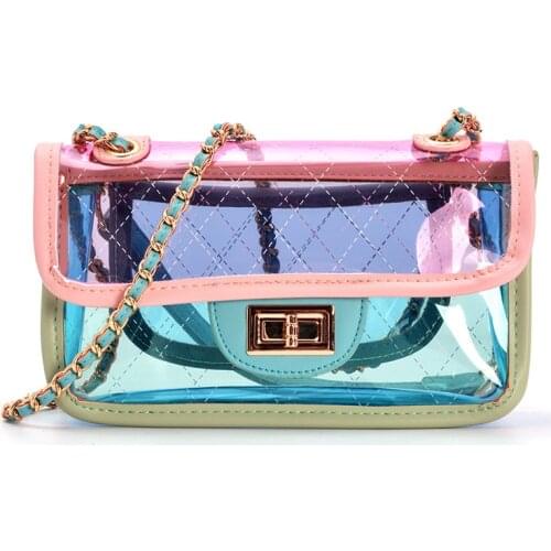 2021 Luxury Brand Fashion Women Hardware High-End Inclined Bag PVC Transparent Color Package Messenger Bag Composite Bag