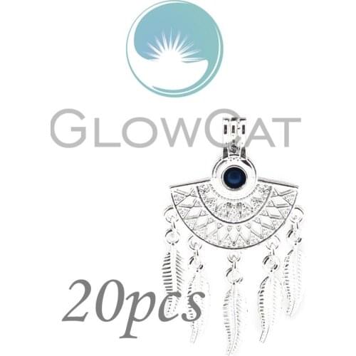 20x LL908 Boho Bright Filigree Sector Leaf Beads Cage Essential Oil Diffuser Pearl Cage Locket Pendant
