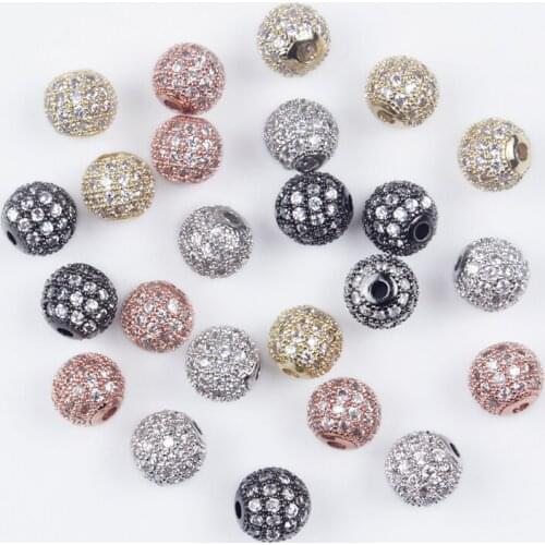 5Pcs/Lot Micro Pave Cz Cubic Zirconia Silvery Beads Round Beads Accessories for DIY Handmade Bracelet Necklace Jewelry