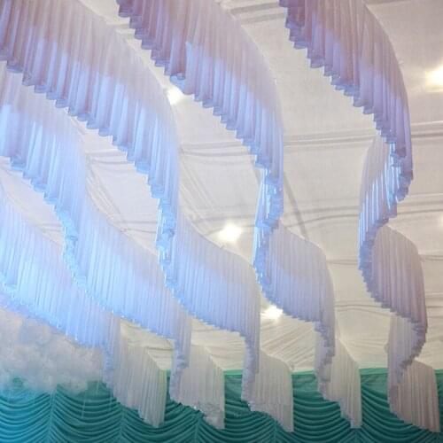 50M/lot Customized Upscale Wedding Stage Ceiling Decoration Yarn S-shaped Wave Design Genting Yarn Mantle Haning Ornament