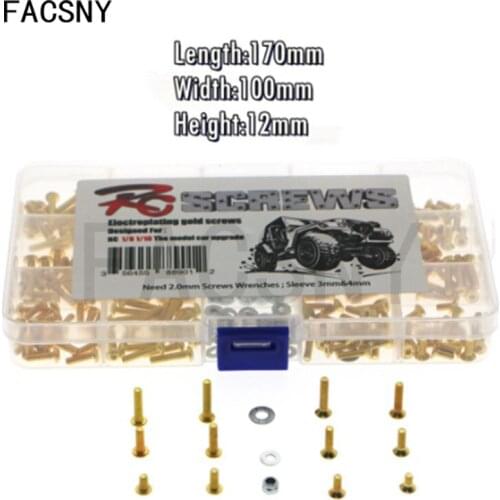 Screws Box Kit for 1/10 1/8 Axial SCX10 TRAXXAS TRX4 HSP94111 RC Car Upgraded Gold Universal Screws Spare Parts
