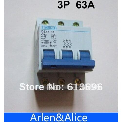3P 63A 400V~ 50HZ/60HZ Circuit breaker MCB C TYPE