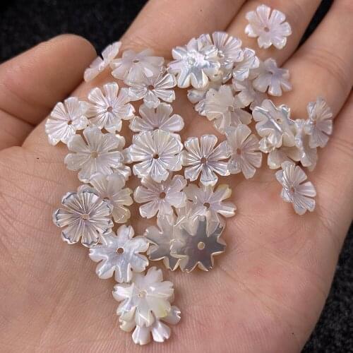 5Pcs Shell Beads Accessories Flower-shaped White Loose Shell For Jewelry Making Bracelet Earring Handiwork Sewing Accessory