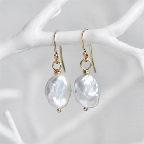 European American Irregular Earrings Fashion Natural 9-12MM Baroque Shaped Pearl Earrings 925 sterling silver