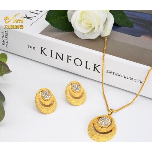 France Gold Pendant Necklace Wedding 24K Jewelry Sets Gifts For Women Nigeria African Indian Bridal Party Earrings Jewellery Set