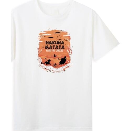 Hakuna Matata T Shirt Men Cartoon Simba Graphic T-Shirts The Lion King Mens Clothing Fashion Brand Disney Tops Tees Streetwear