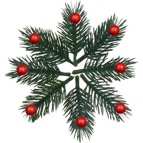 10PCS 6CM pine needle artificial fake plant artificial flower branch For Christmas tree decoration accessories DIY bouquet gift