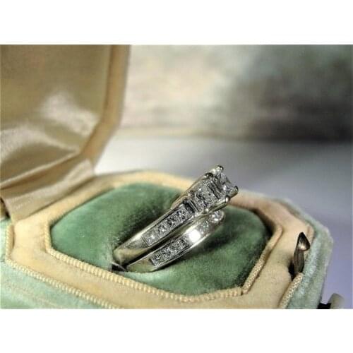 Exquisite 925 Sterling Silver White Diamond Engagement Love Gift Ring Size 6-10