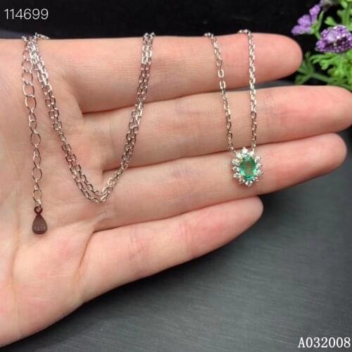 KJJEAXCMY fine jewelry 925 pure silver inlaid natural emerald girl new Pendant popular Necklace vintage support test