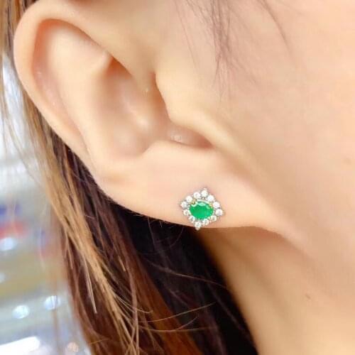 The best gift for engagement Emerald Earring Natural And Real Emerald Earring 925 sterling silver Fine jewelry For men women