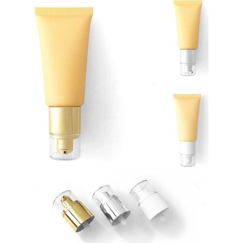 50ML X 50 Matte Yellow Airless Pump Bottle Empty Cosmetic Cream Container Foundation Concealer Squeeze Packaging Soft Tubes