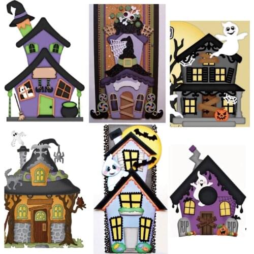 Halloween ghost house metal cutting mold decoration background scrapbook greeting card DIY crafts photo album embossing layering