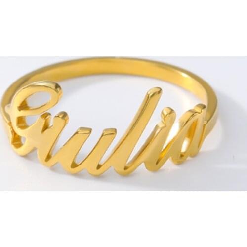 Custom Name Ring Optional Size Stainless Steel Silver Rose Gold Personalized Wedding Rings For Women Men Handmade Jewelry Gifts