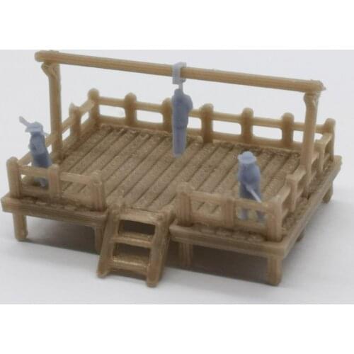 Outland Models Old West Gallow with Criminal and Officers 1:160 N Scale Scenery Structure