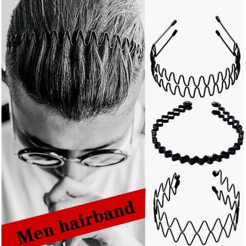 Fashion Mens Hairband Unisex Black Flexible Wavy Hair Head Hoop Band Women Sports Headband Hair Accessories 2021 New