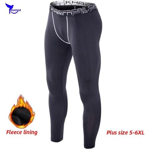 Mens Thermal Fleece Running Tights Pants Sports Gym Sweatpants Elastic GYM Fitness Skinny Leggings Trousers Plus Size 5XL 6XL