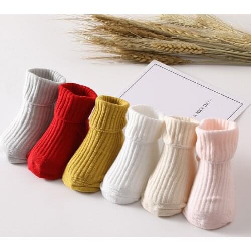 2021 Autumn Ribbed Baby Socks High Quality New Knit Soft Newborn Toddler Infant Kids Girls Boys Non Slip Socks 0~3Year Fashion