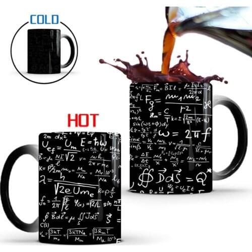 2020 New 1Pcs 350ml Physical Mathematical Formula Magic Color Changing Mugs Milk Cofee Ceramic Cups Novelty Gift for Children
