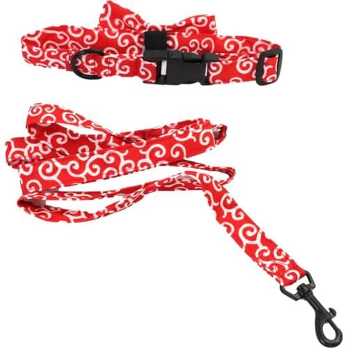 NEW S/M/L Dog Cat Leash With Collar Set Escape Proof Anti-nylon Leash And Collar With Bow Pet Supplies