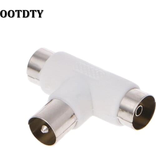 OOTDTY 2 Way TV T Splitter Aerial Coaxial Cable Male to 2x Female Connectors Adapter