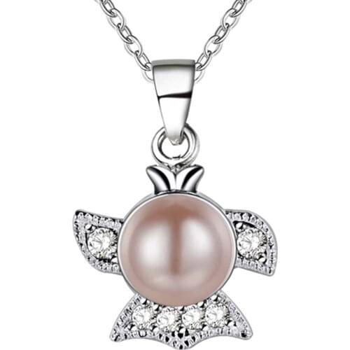 Wholesale Charm Silver Color Pendants For Women Fashion Jewelry Necklace Lady Fashion Jewelry Pendant Swallow Inlaid Pearl AN108