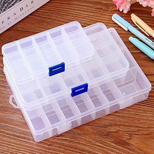 XRHYY 10/15 Grid Office Divider Box Organizer Adjustable 3Style Clear Plastic Bead Case Container For Small Item Craft Storage