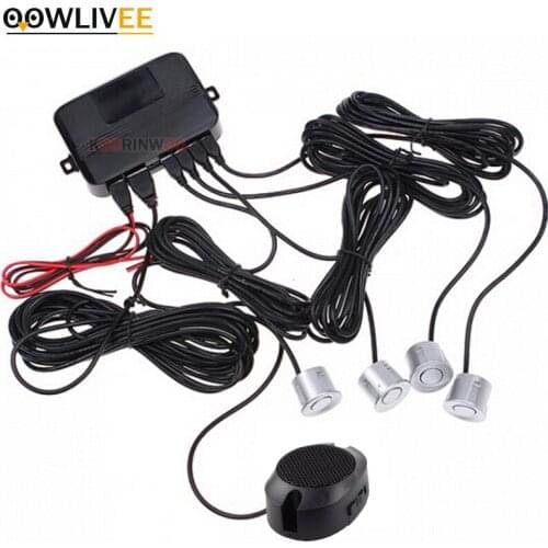 OOWLIVEE Adjustable Sound System Car Parking Sensor 4 Reverse Back up Black/White/Grey Step Buzzer 12V Radar Detector Parktronic