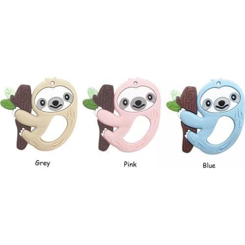 Chenkai 10PCS Silicone Sloth Teethers Food Grade Baby Cartoon Pacifier Shower Teething Nursing Toy Accessories Gifts BPA Free