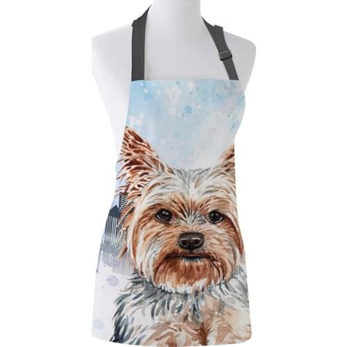 Funny Apron Vancouver City Building Dog Yorkshire Terrier Kitchen Aprons for Women Man Kids Home Cooking Baking Waist Bib