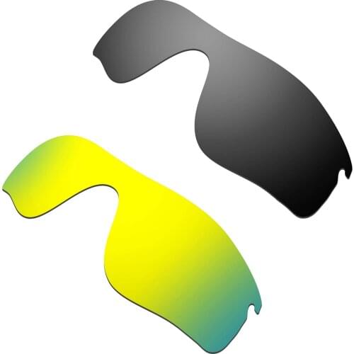 HKUCO For Radarlock Path Sunglass Polarized Replacement Lenses Color-Black & 24K Gold 2 Pairs