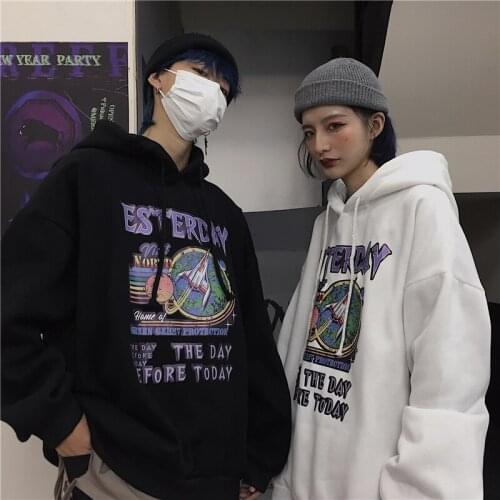 Couple clothes Anime hoodies sweatshirts oversized crewneck Hoodies letter printing Sweatshirt women fashion clothes korean