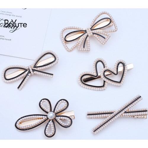 BoYuTe (10 Pieces/Lot) Korean Style Inlaid Pearl Hairpin Ins Hot Fashion Heart Flower Bowknot X Hair Clips Wholesale