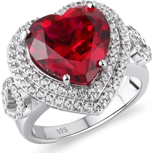 GZ ZONGFA New Fashion Exquisite Promise Jewelry Eternal Love Red Gem silver 925 Wedding Heart Rings Women Valentines Day Gift