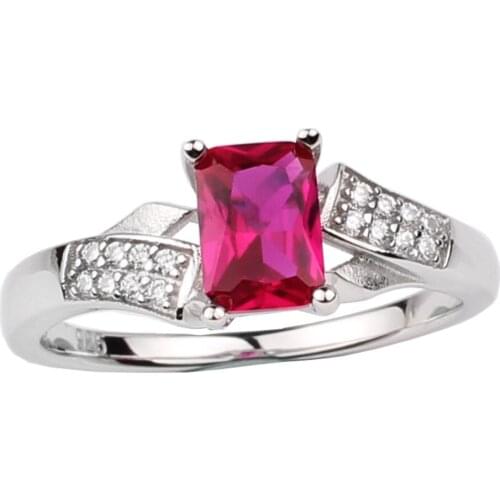 Women Authentic .925 Sterling Silver Ring 5x7mm Radiant Cut CZ Size 6 7 8 9 Classic Jewelry Holiday Gift R003