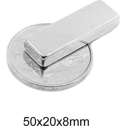 1/2/5PCS 50x20x8 Powerful magnetizing Magnets 50mmX20mm Neodymium Magnet 50x20x8mm Strong NdFeB Permanent Magnetic 50*20*8 mm