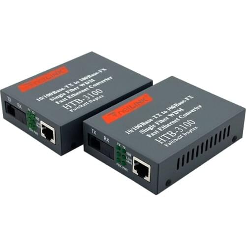 1 pair HTB-3100A/B 25KM SC netLINK 10/100Mbps Single-mode Single-fiber WDM Fiber Media Converter A 1310nm-TX, B 1550nm-TX