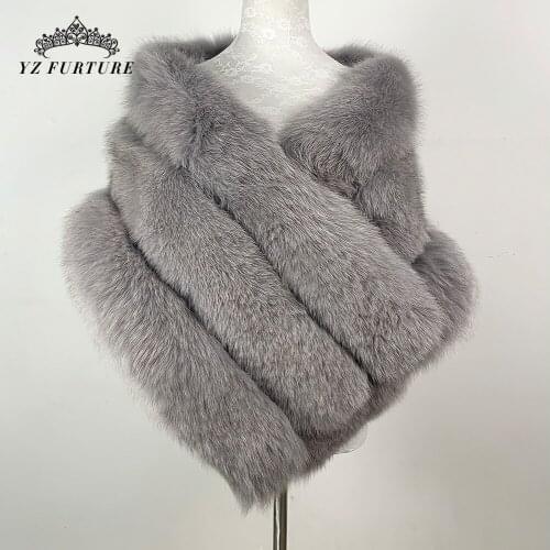 150cm Long Winter Warm Real Fox Fur Cape Women Fashion Cloak Thick Fox Fur Coat Ladies Horizontal Stripes Outerwear FP-002
