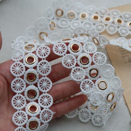 2M/lot 3.9cm wide Rayon Lace Trim Perforated Ring Belt Clothing Belt Shoulder Decorative Lace X536