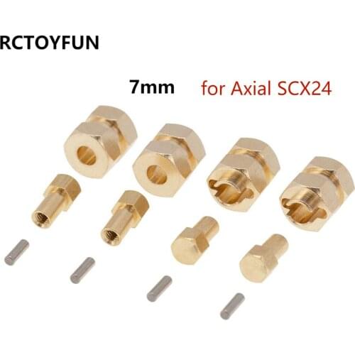 4pcs Brass Wheel Hex 7mm Drive Hubs Hex Adapter for Axial SCX24 AXI00002 AXI00001 AXI90081 RC Car Upgrade Accessories Parts