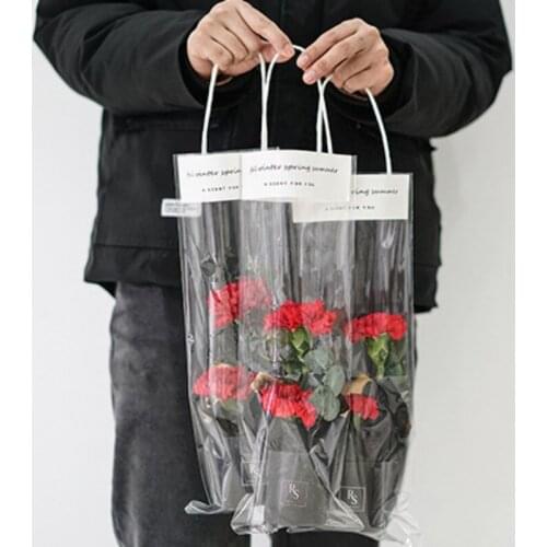 New 5Pcs 3 size Rose Tote Bag Transparent Gift Bags Wedding Party Decoration Can Hang Hard Girlfriend Flower Boxes